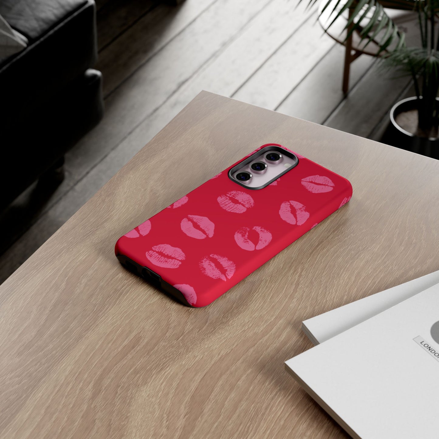 Lipstick Kisses Phone Case, Chic Tough Case for iPhone, Pixel, Galaxy, Stylish Gift for Girlfriend