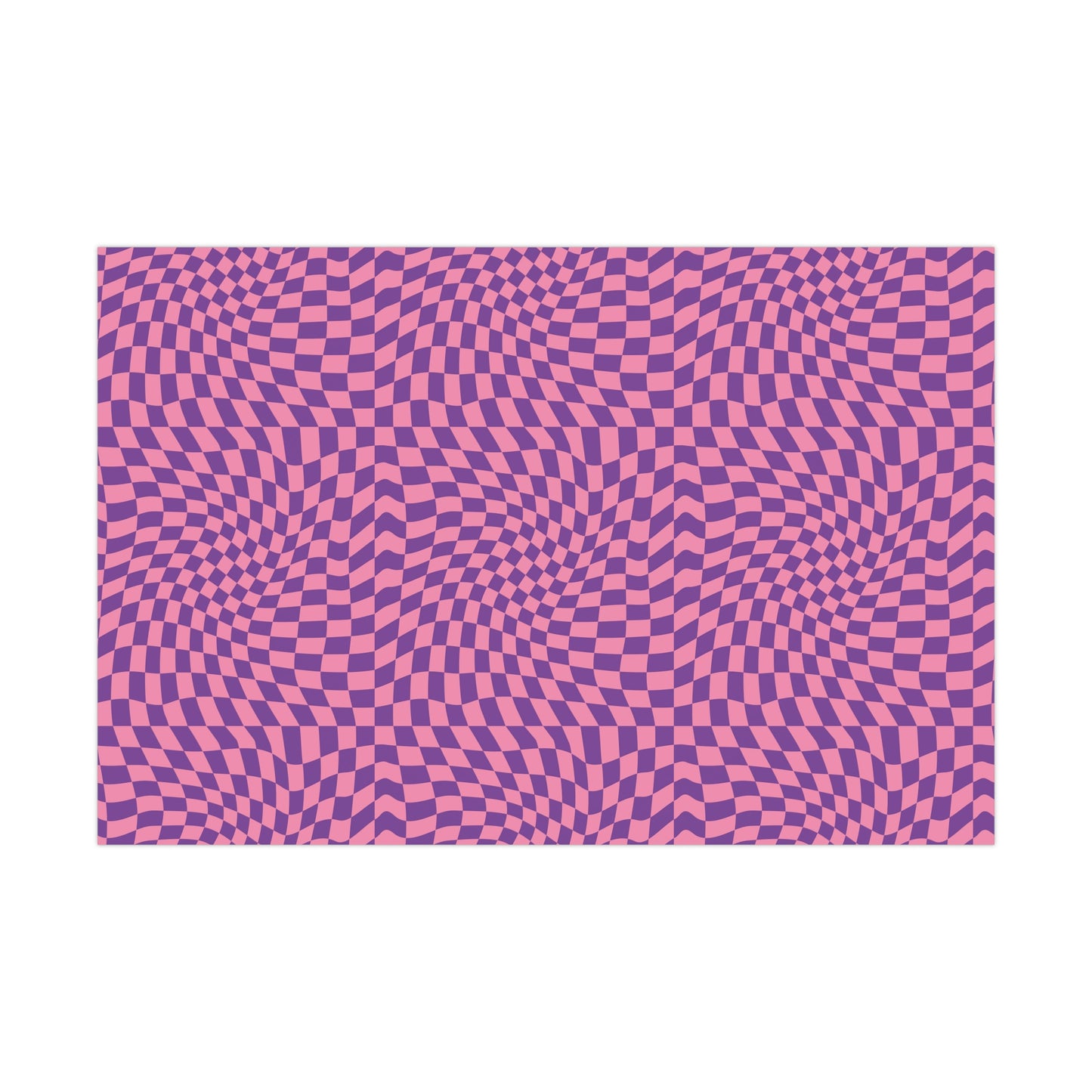 Checkered Wrapping Paper, Chic Pink Purple, Funky 70s Vibe, Girly Gift Wrap, Satin or Matte Finish