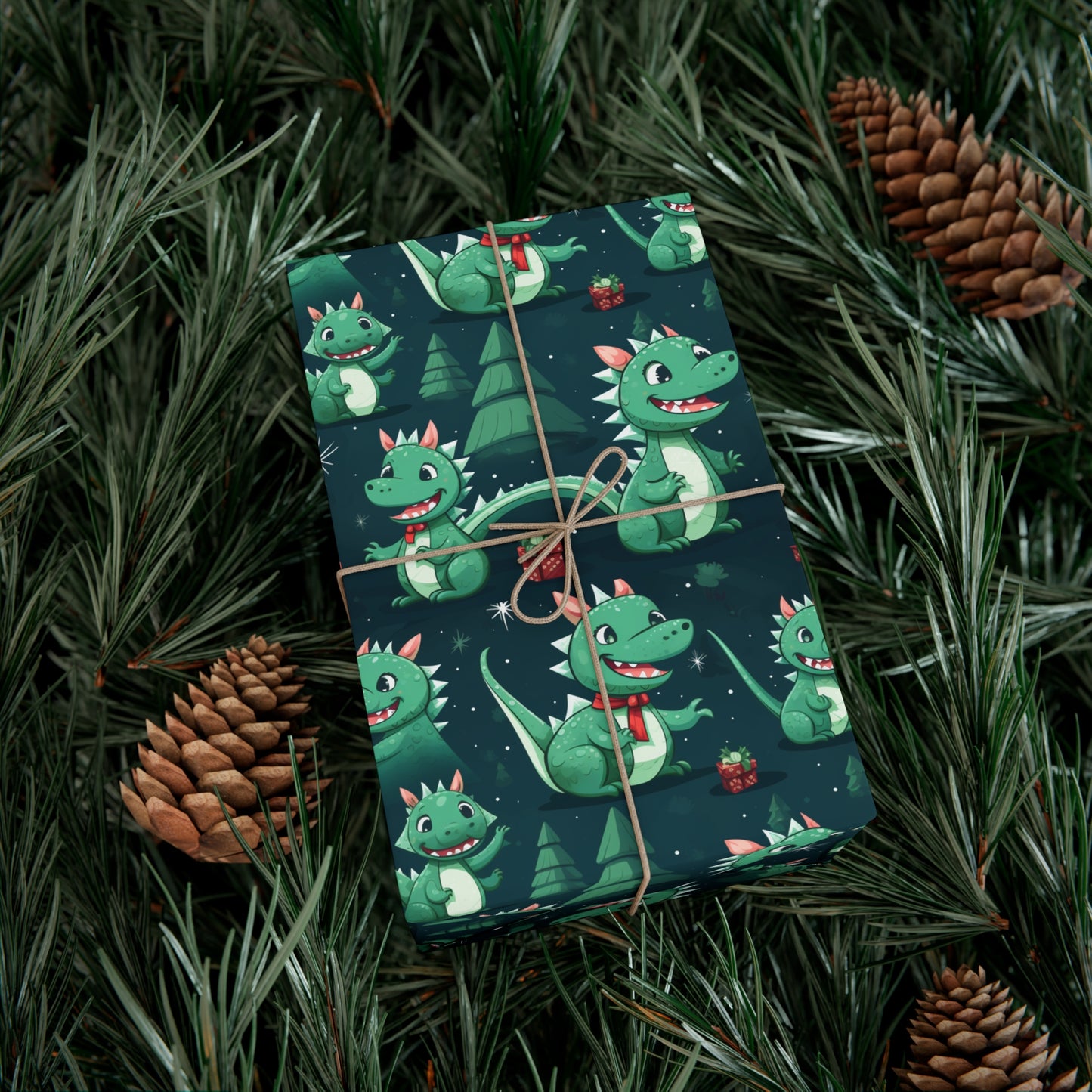 Green Dragon Gift Wrapping Paper - Eco-Friendly - Cute Sustainable and Premium Quality - Christmas, New Year or other special occasion