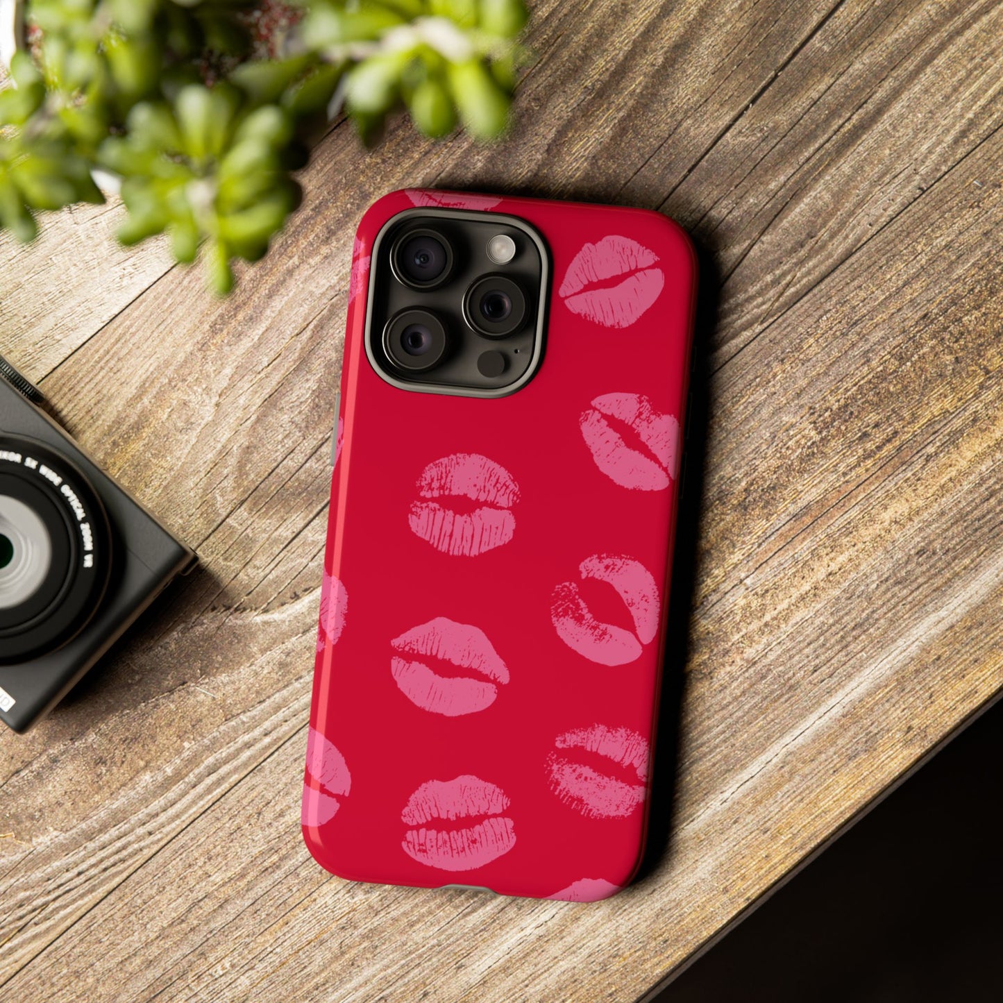 Lipstick Kisses Phone Case, Chic Tough Case for iPhone, Pixel, Galaxy, Stylish Gift for Girlfriend