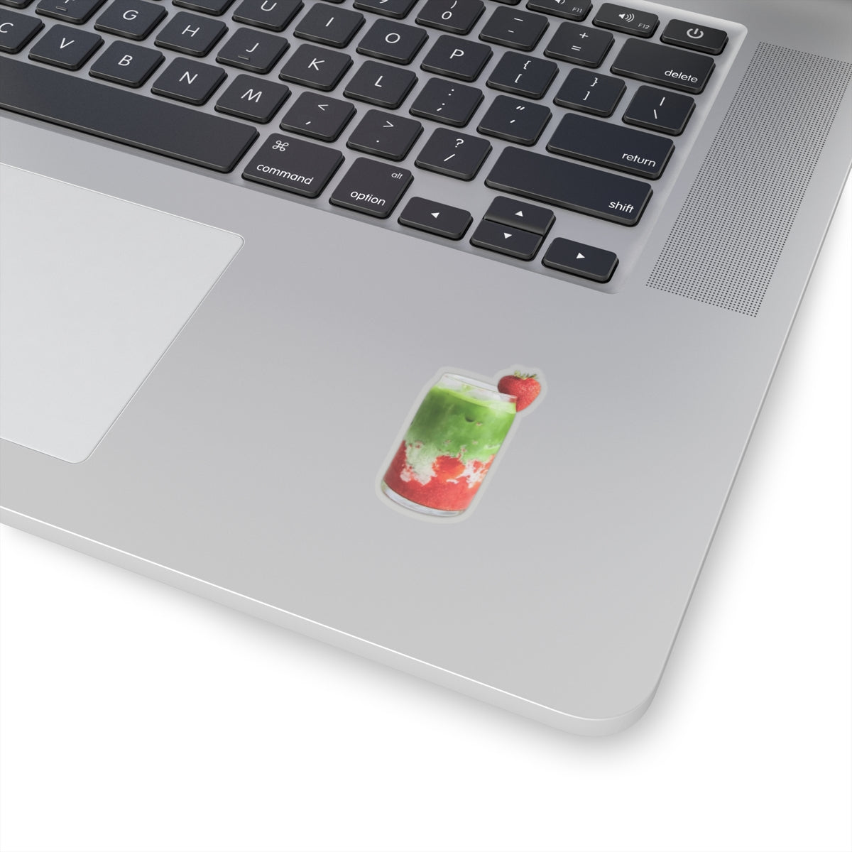 Strawberry Matcha Latte Sticker, Cute Fruit Food Drink Kiss Cut Sticker, Decals, Laptop Decor, Water Bottle Sticker, Planner Accessories