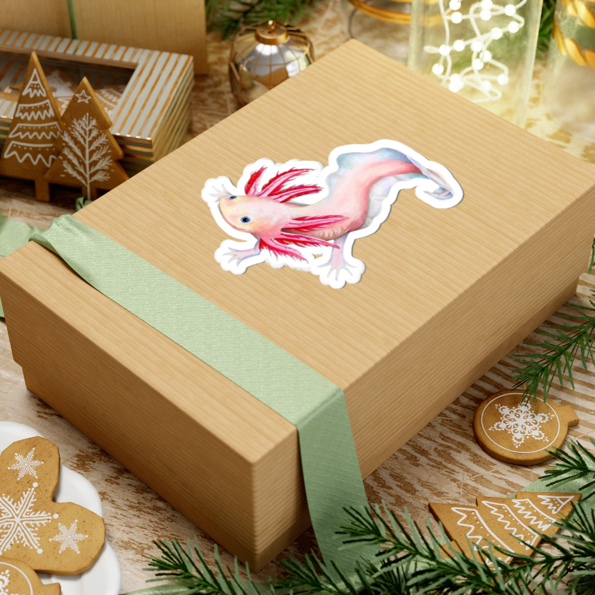 Axolotl Sticker, Laptop Decal, Water Bottle Sticker, Hand Drawn Design, Cute Beautiful Gift, Vinyl Sticker, Eco Friendly