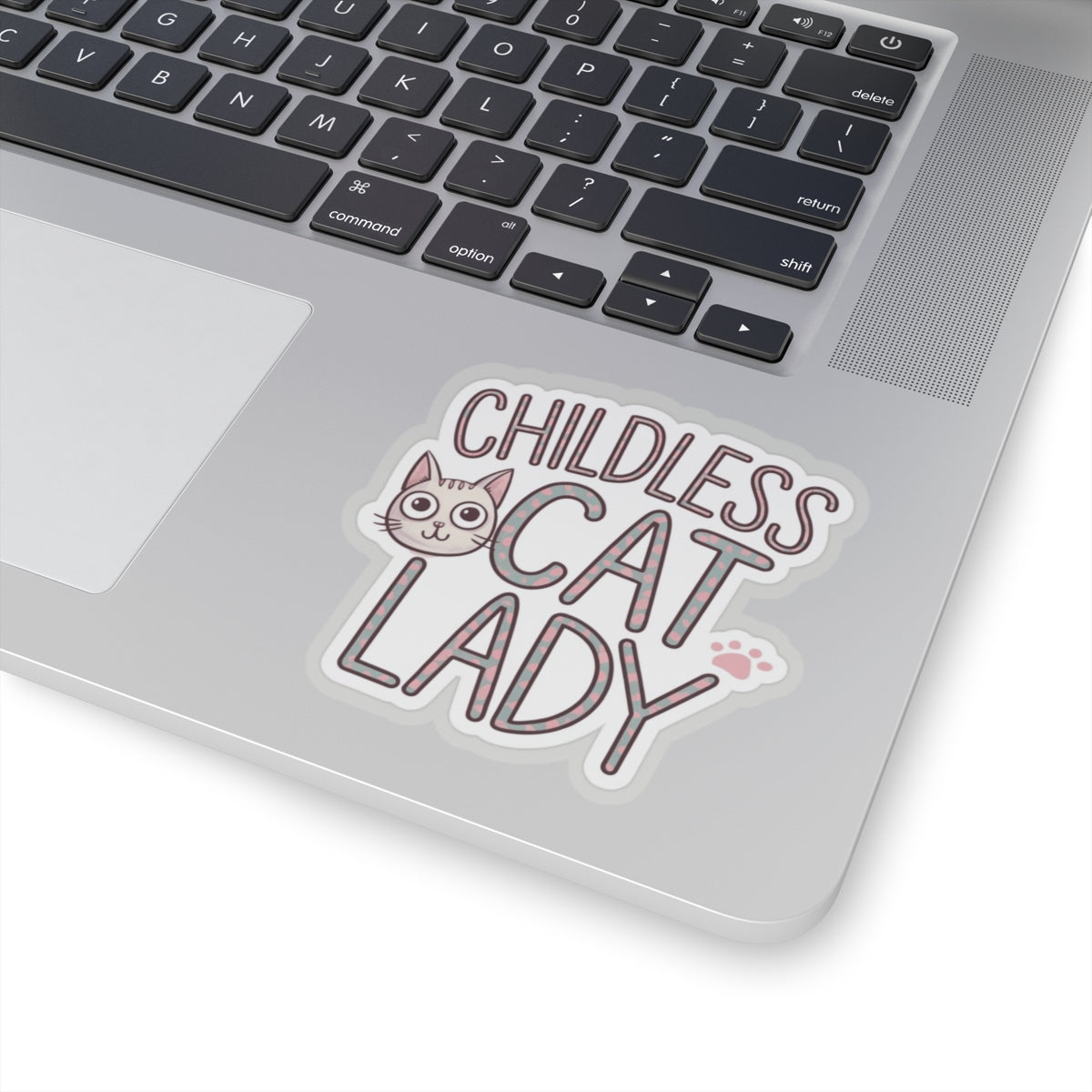 Sticker, Childless Cat Lady, Cute Kitten Face on Pink, Cheeky Chic Girl Power Decal, Laptop and Water Bottle Decor, Best Gift for Friends