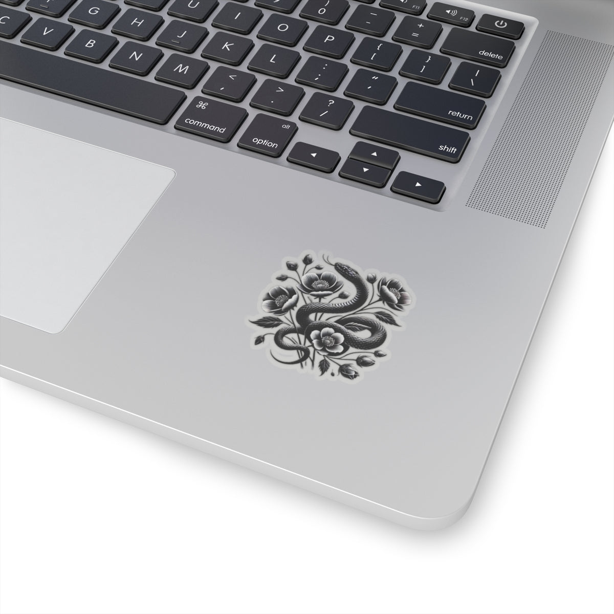 Black Snake with Blooming Flowers Sticker, Perfect Gift for 2025 Year of the Snake | Gothic & Chic Decal Decor