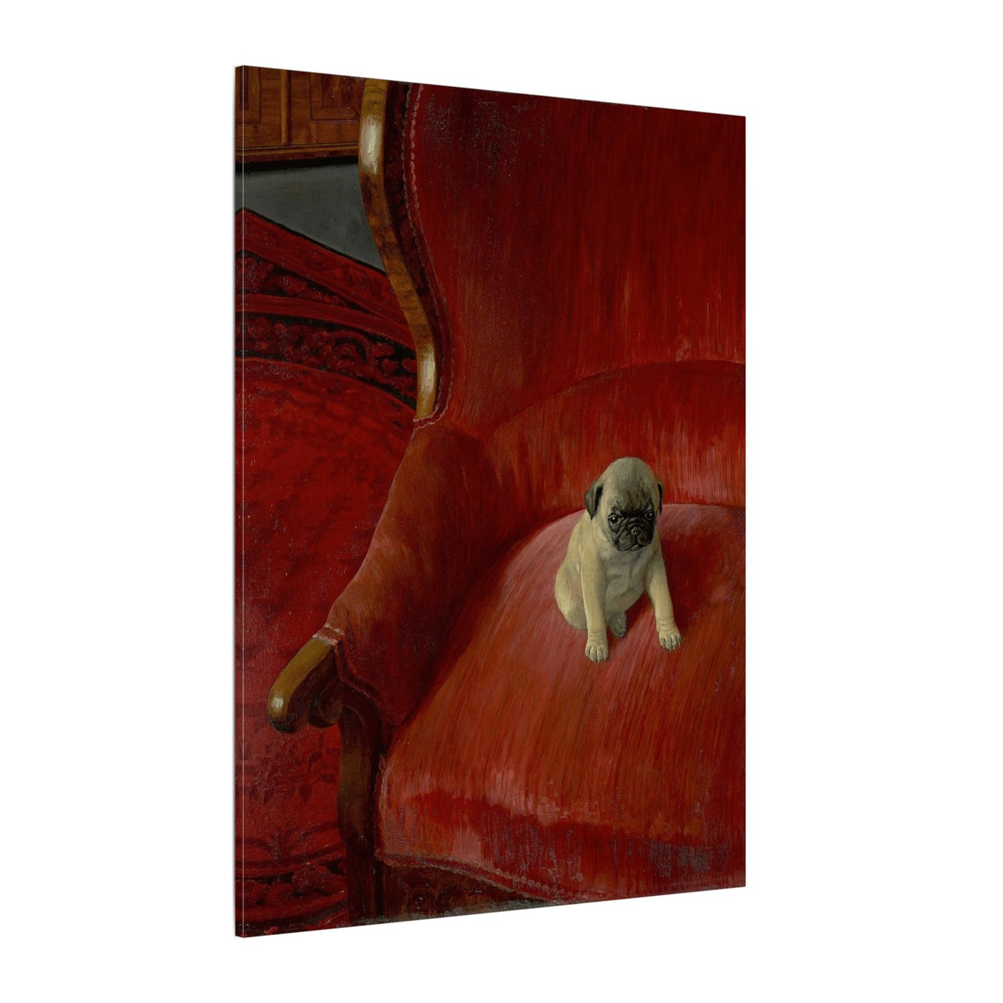 Thomas Heine Siegfried Canvas Print, French Bulldog on Red Chair, Jugendstil Inspired Canvas Art, Perfect Gift for Dog Lovers