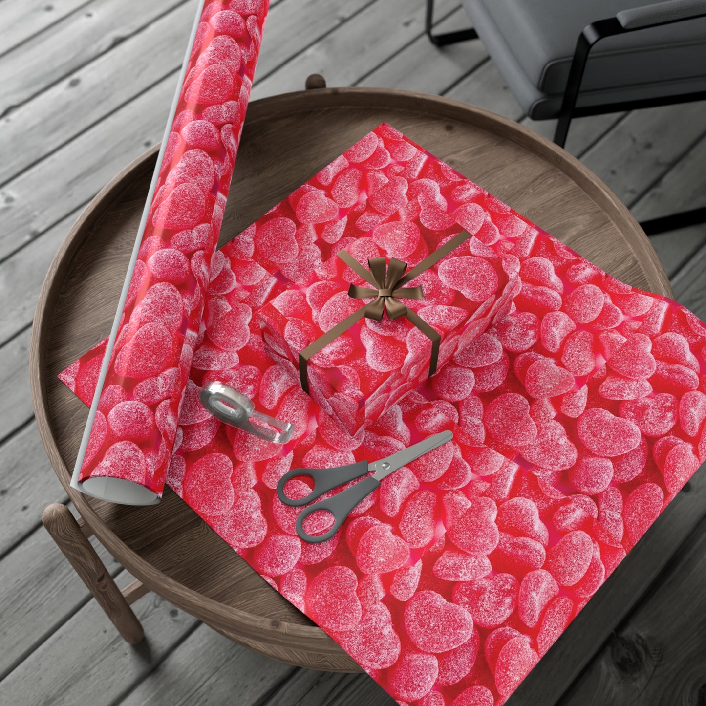 Pink Heart Gummy Candies Gift Wrapping Paper - Perfect Wrap for Valentine's Day, Birthdays and More - Gift for Loved Ones