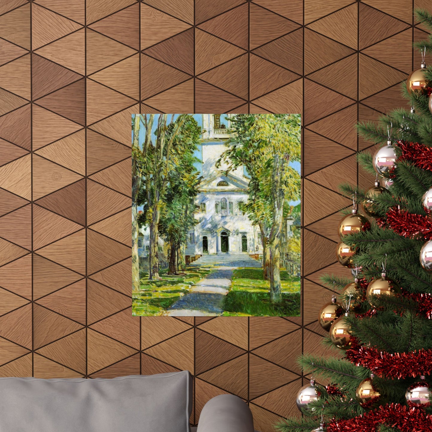 The Church at Gloucester by Childe Hassam, American Impressionist Art Print, New England Wall Decor