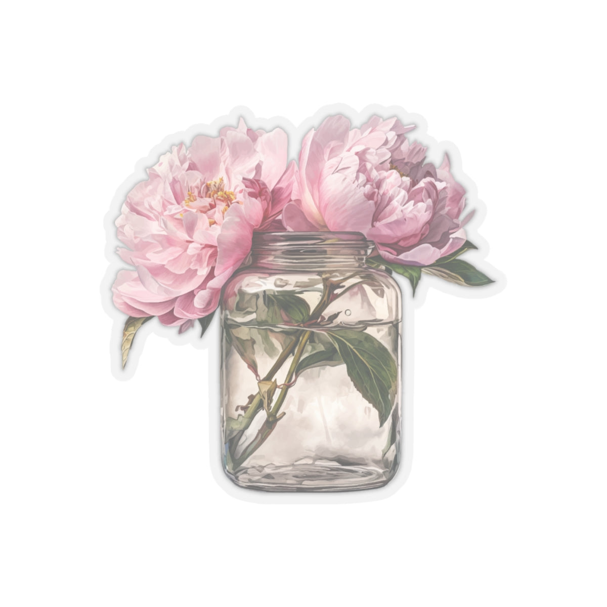 Pink Peonies Sticker, Vinyl Decal for School and University Stationery