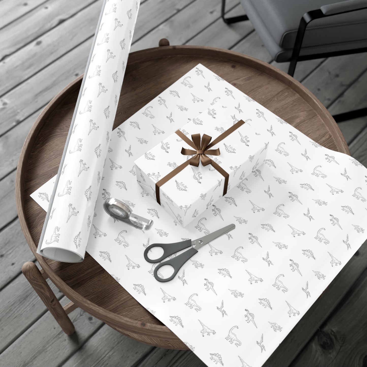Dinosaur Themed Gift Wrap - Minimalist White Design - Versatile Wrapping Paper for Birthdays, Newborns and More