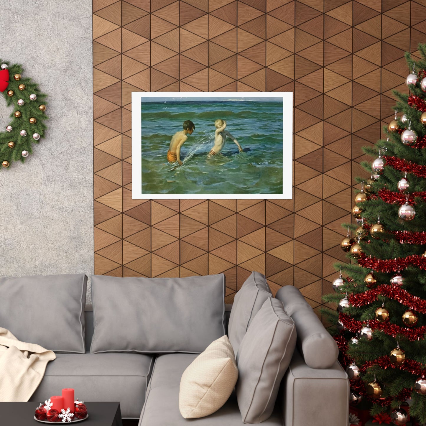 Coastal Beach Art Poster by Virginie Demont Breton - Mousse et Terrien - Enhanced Quality Sea Play Print - Rare Artistic Find