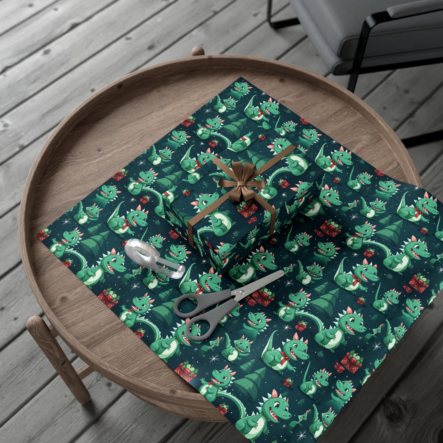 Green Dragon Gift Wrapping Paper - Eco-Friendly - Cute Sustainable and Premium Quality - Christmas, New Year or other special occasion
