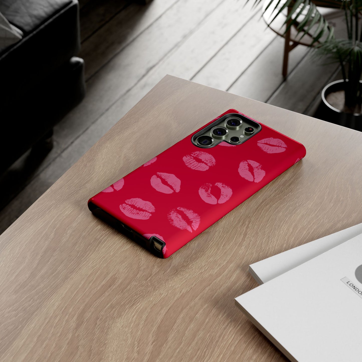 Lipstick Kisses Phone Case, Chic Tough Case for iPhone, Pixel, Galaxy, Stylish Gift for Girlfriend