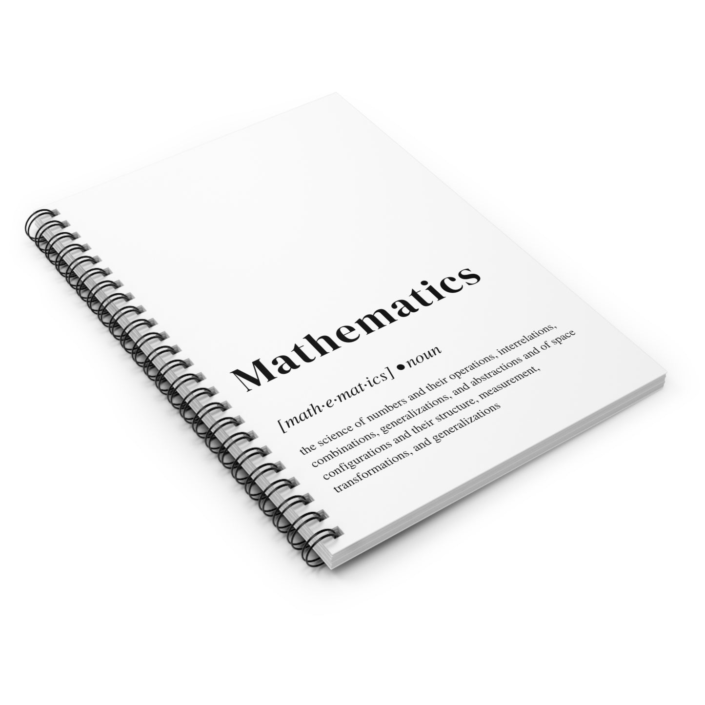 Mathematics Definition Spiral Notebook, Perfect Gift for Students, Back to School and University Supplies