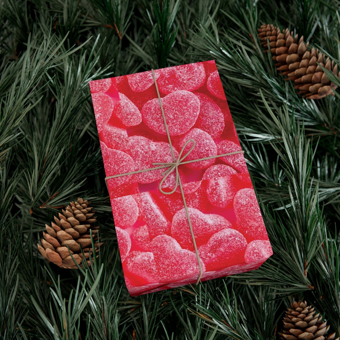 Pink Heart Gummy Candies Gift Wrapping Paper - Perfect Wrap for Valentine's Day, Birthdays and More - Gift for Loved Ones