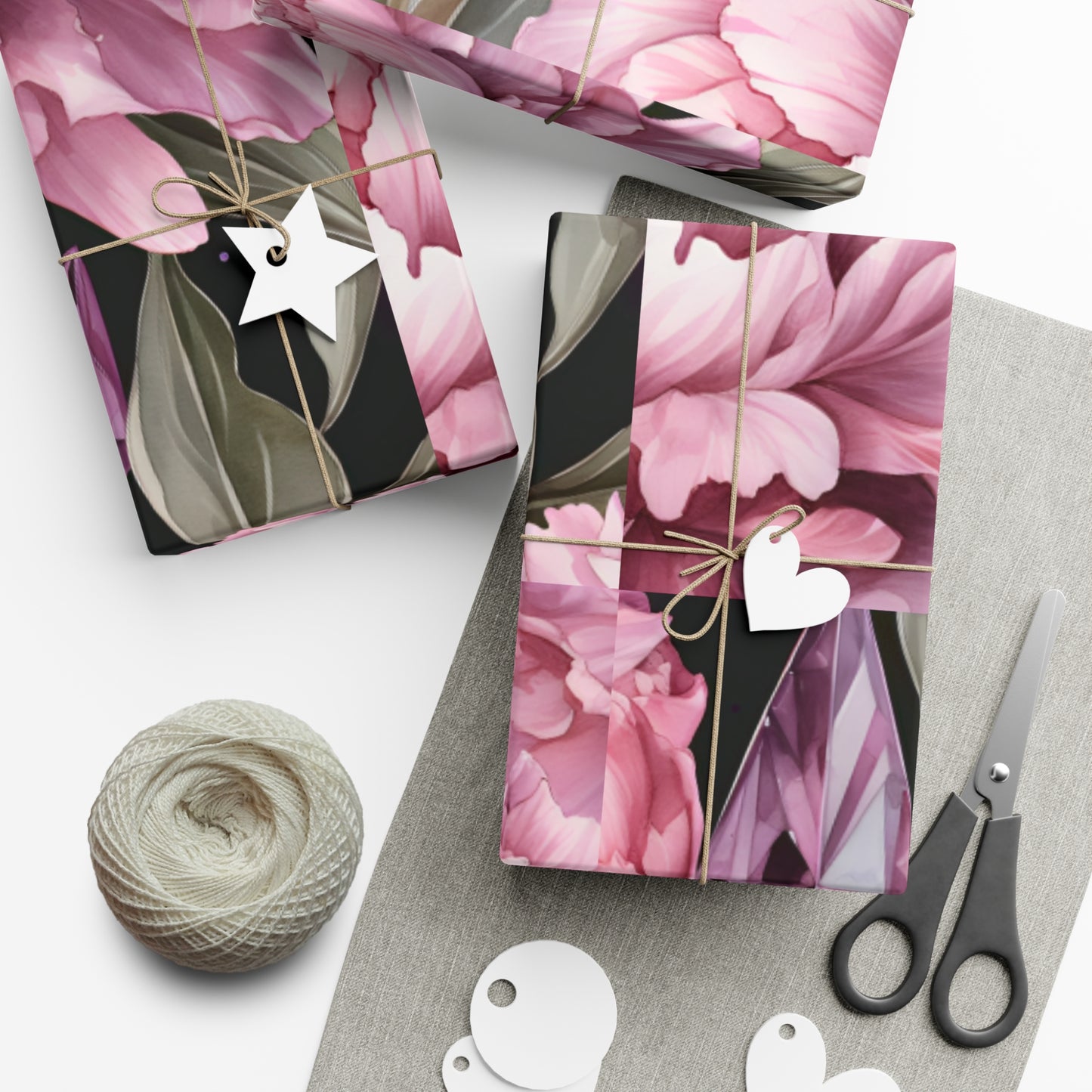 Pink Peonies and Crystal Dreams Gift Wrapping Paper - Luxurious and Elegant Floral Wrap