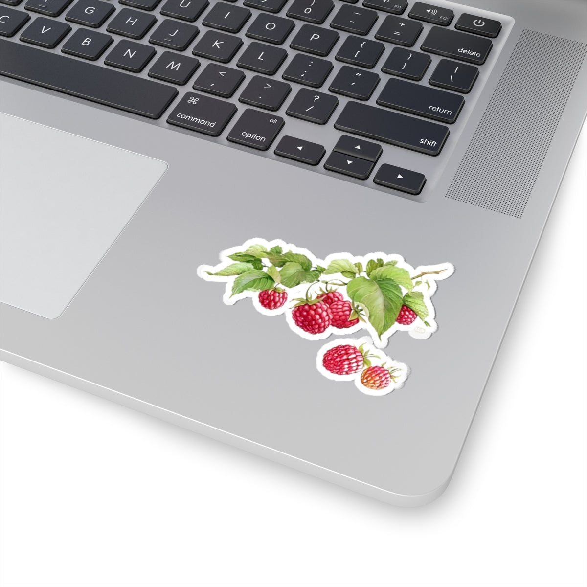 Natural Raspberry Kiss-Cut Sticker - Realistic Berry Design with Leaves, Perfect for Laptops, Journals, and Craft Projects