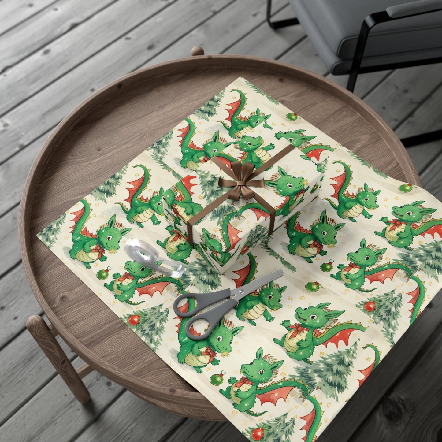 2024 Prosperity Dragon Vintage Christmas Wrapping Paper - Unique & Charming Holiday Gift Wrap - Symbol of Wealth and Fortune - Eco-Friendly