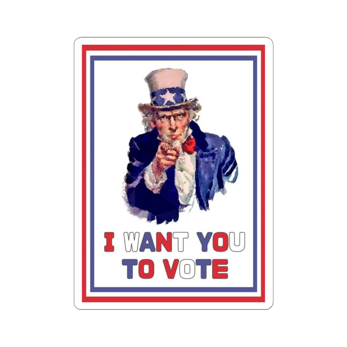 US Election Sticker, Uncle Sam, I Want You to Vote Decal, 2024 Election Campaign, Patriotic Vinyl for Laptops and Water Bottles