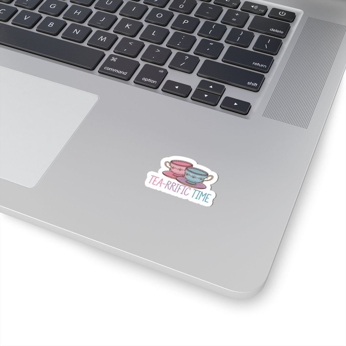 Tea Cups Kiss Cut Stickers, Tea-rrific Time Vinyl Sticker, Cute Pretty Tea Cups Decal, Pink Purple Blue Colors, Tea Lover Gift, Laptop