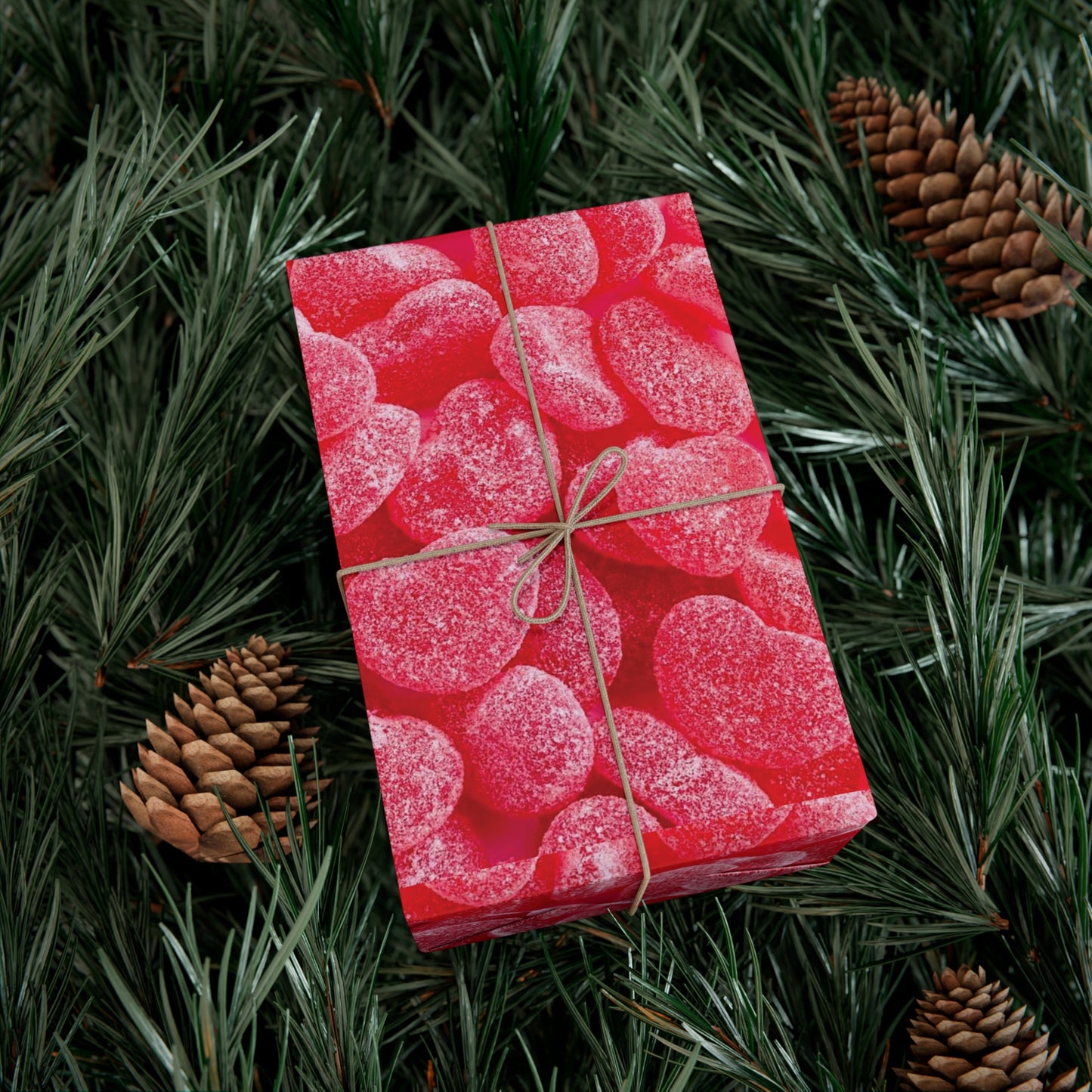 Pink Heart Gummy Candies Gift Wrapping Paper - Perfect Wrap for Valentine's Day, Birthdays and More - Gift for Loved Ones