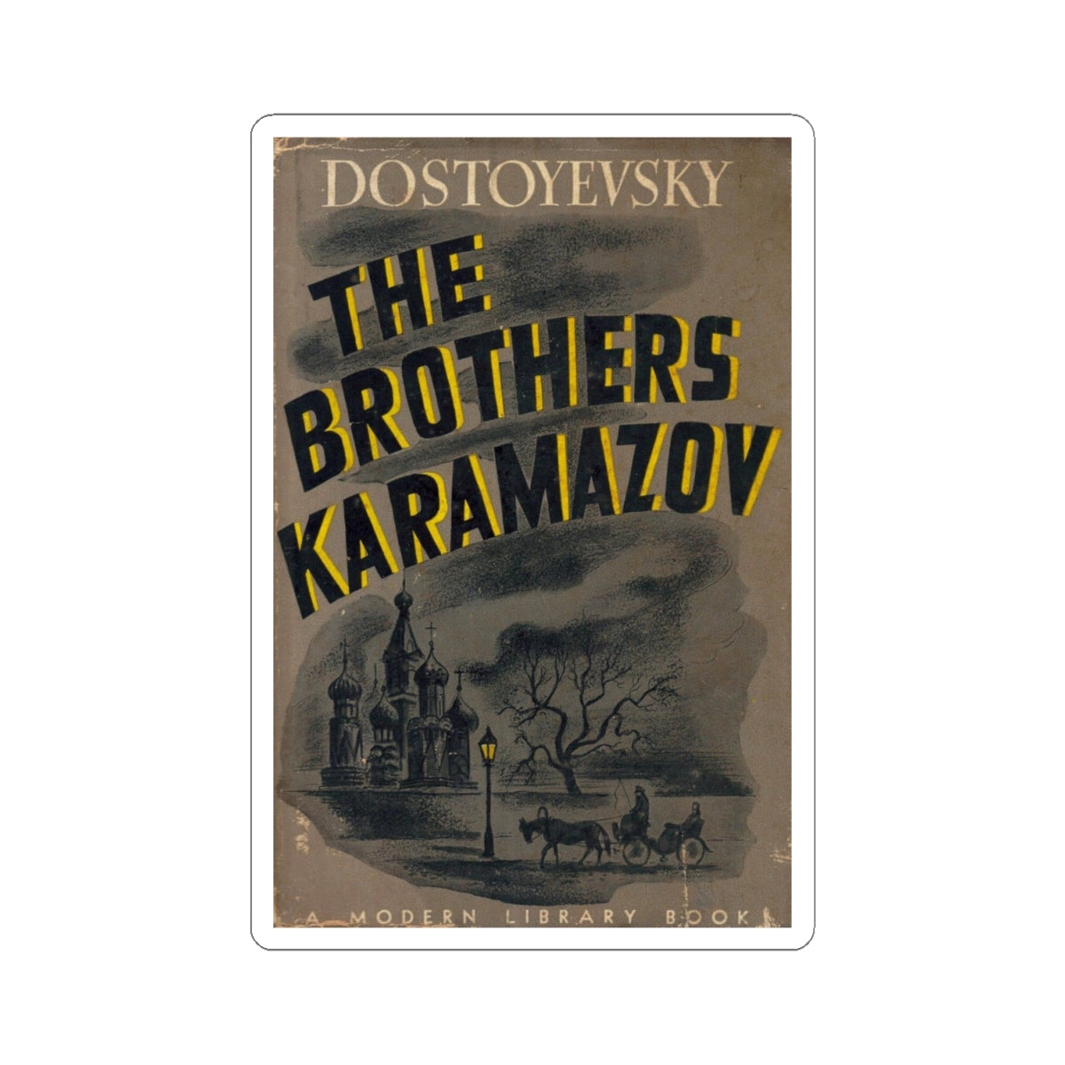 Vintage The Brothers Karamazov Book Cover Decal Sticker, Literary Gift for Literature Lovers, Sticker for Laptop and Water Bottle