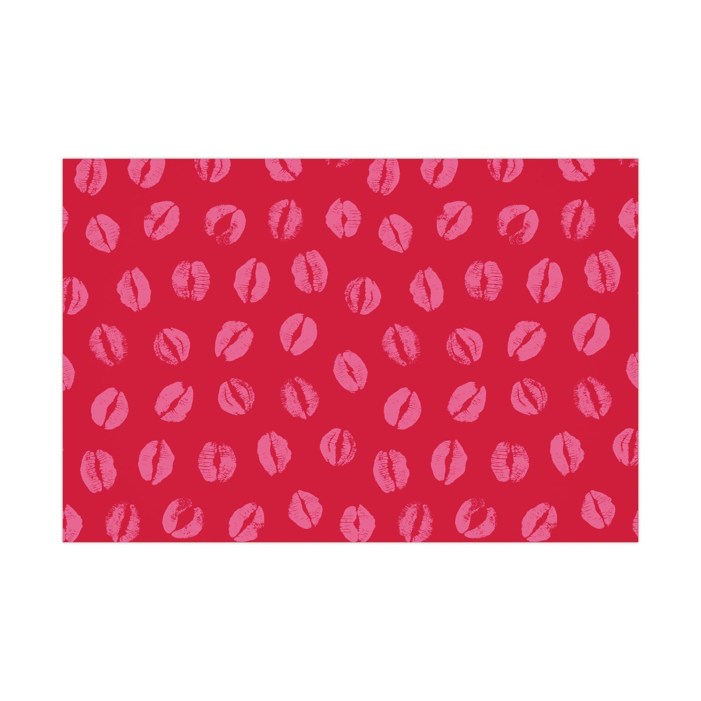 Chic Pink Lipstick Kisses Gift Wrap, Birthday Wrapping Paper, Stylish Red and Pink Design