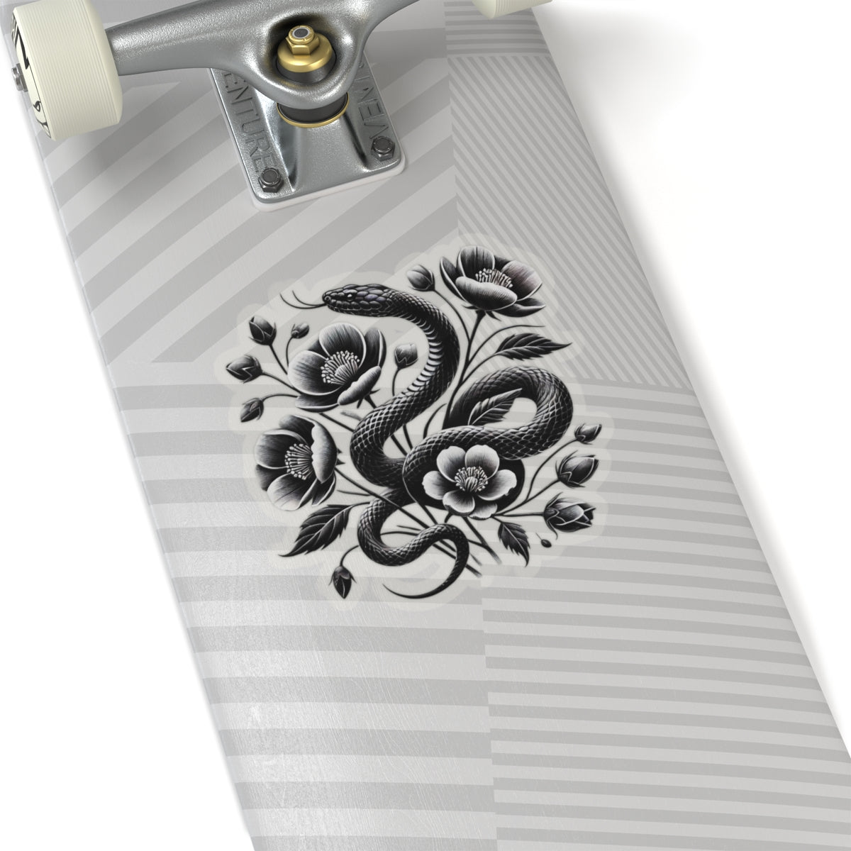 Black Snake with Blooming Flowers Sticker, Perfect Gift for 2025 Year of the Snake | Gothic & Chic Decal Decor