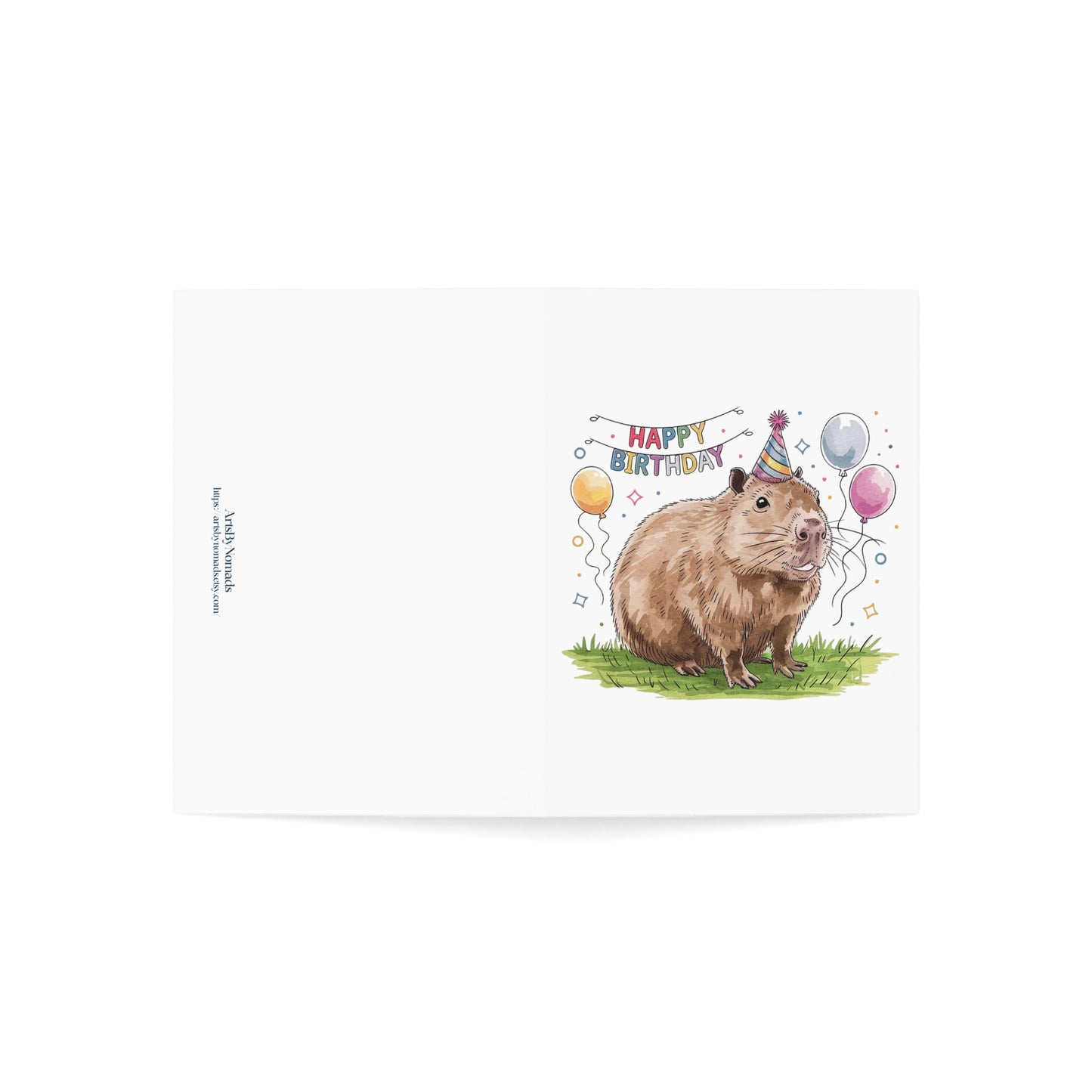 Birthday Capybara Card, Greeting Note, Cute and Funny Design Illustration, Perfect Gift for Everyone, Bulk Pack & Envelope Available