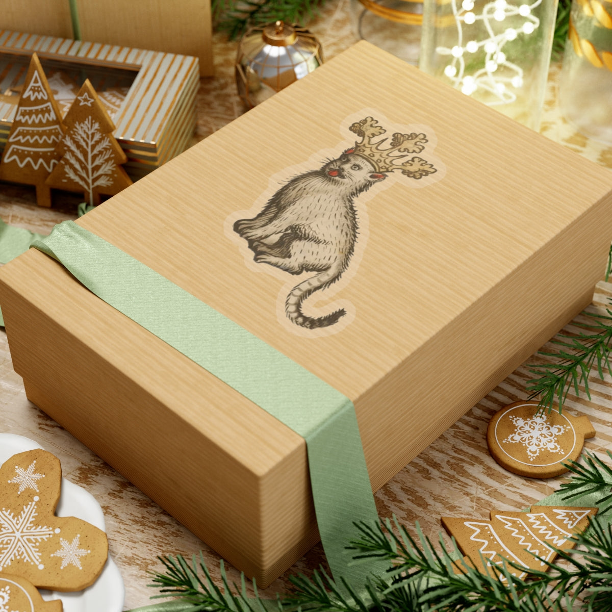 Medieval Cat Sticker, Crowned Cat with Tongue Out, Mystical Medieval Art Decal, Unique Gift