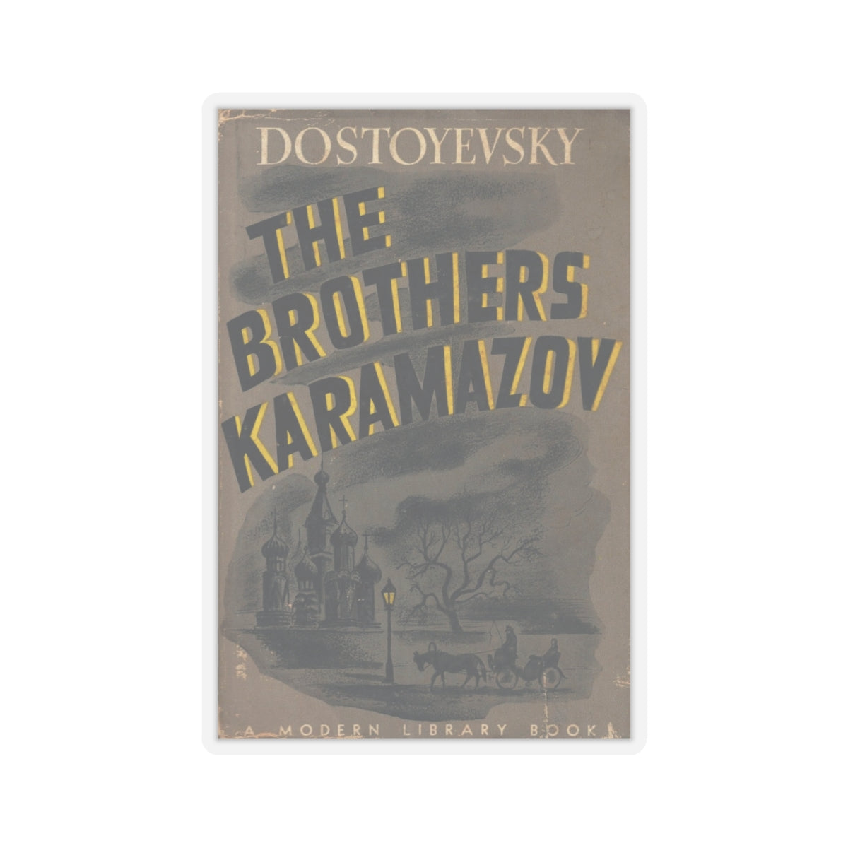 Vintage The Brothers Karamazov Book Cover Decal Sticker, Literary Gift for Literature Lovers, Sticker for Laptop and Water Bottle