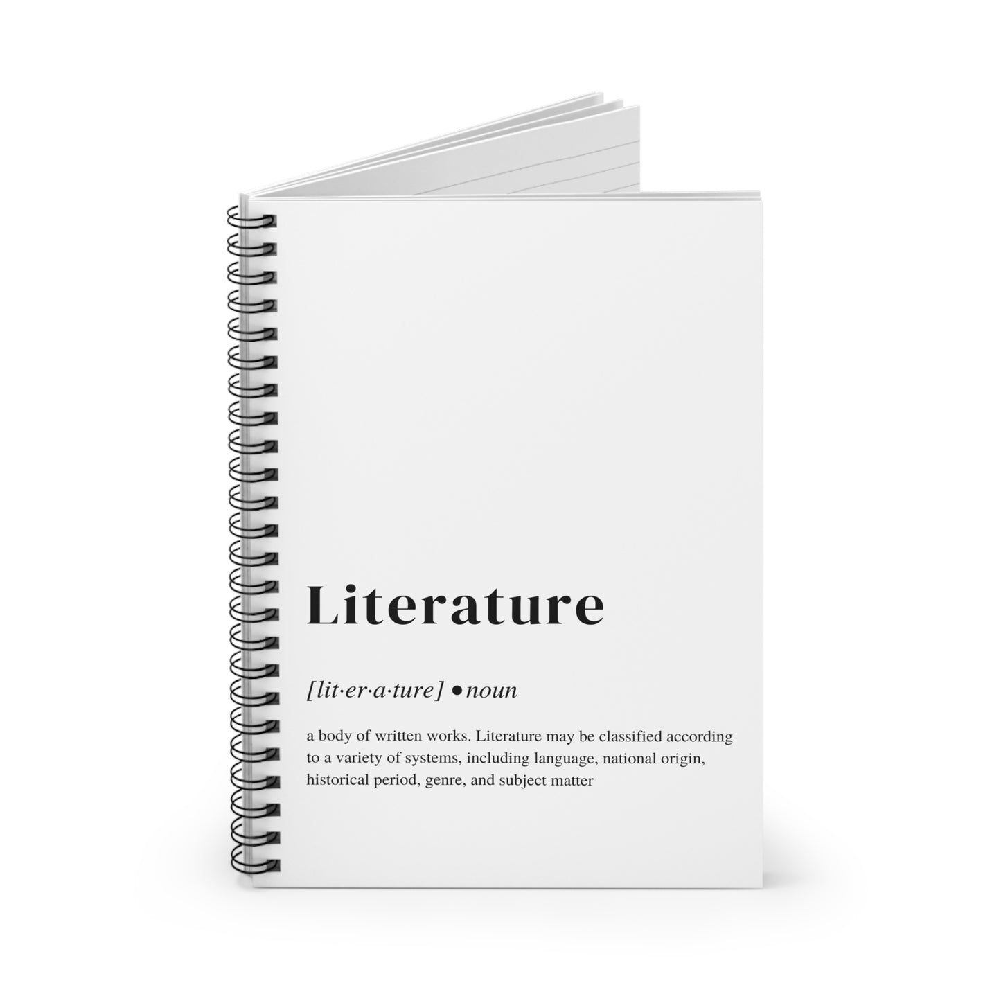 Literature Definition Spiral Notebook, Perfect Gift for Students, School and University Supplies