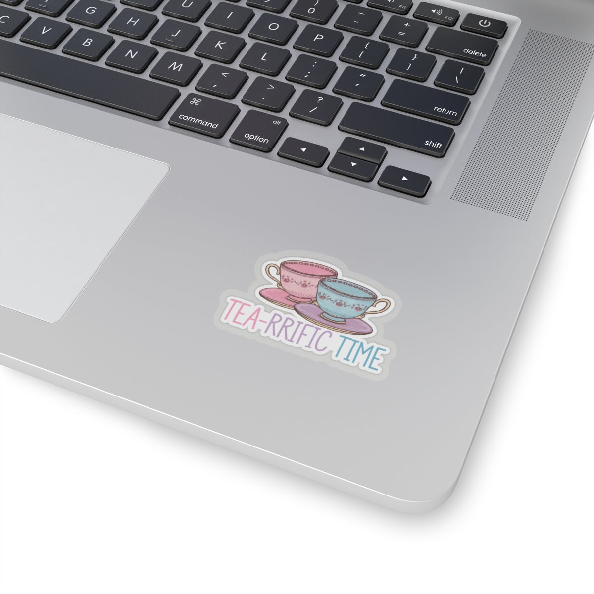 Tea Cups Kiss Cut Stickers, Tea-rrific Time Vinyl Sticker, Cute Pretty Tea Cups Decal, Pink Purple Blue Colors, Tea Lover Gift, Laptop