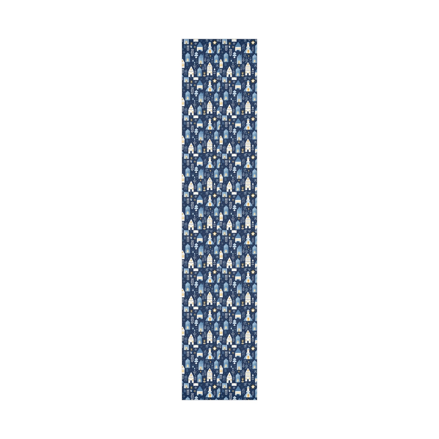 Blue Cozy Homes & Candles Gift Wrapping Paper - Elegant Winter - Themed Wrap for Special Occasions, Hanukkah, Birthdays, Holidays