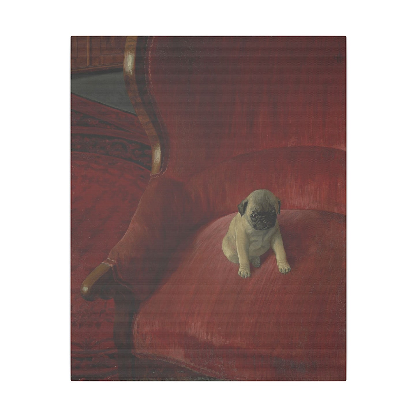 Thomas Heine Siegfried Canvas Print, French Bulldog on Red Chair, Jugendstil Inspired Canvas Art, Perfect Gift for Dog Lovers