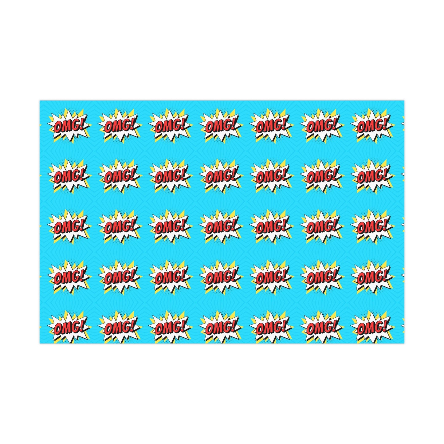 Retro Pop Art Wrapping Paper - OMG! Speech Bubble Design on Bright Blue - Unique Cartoon-Style Gift Wrap