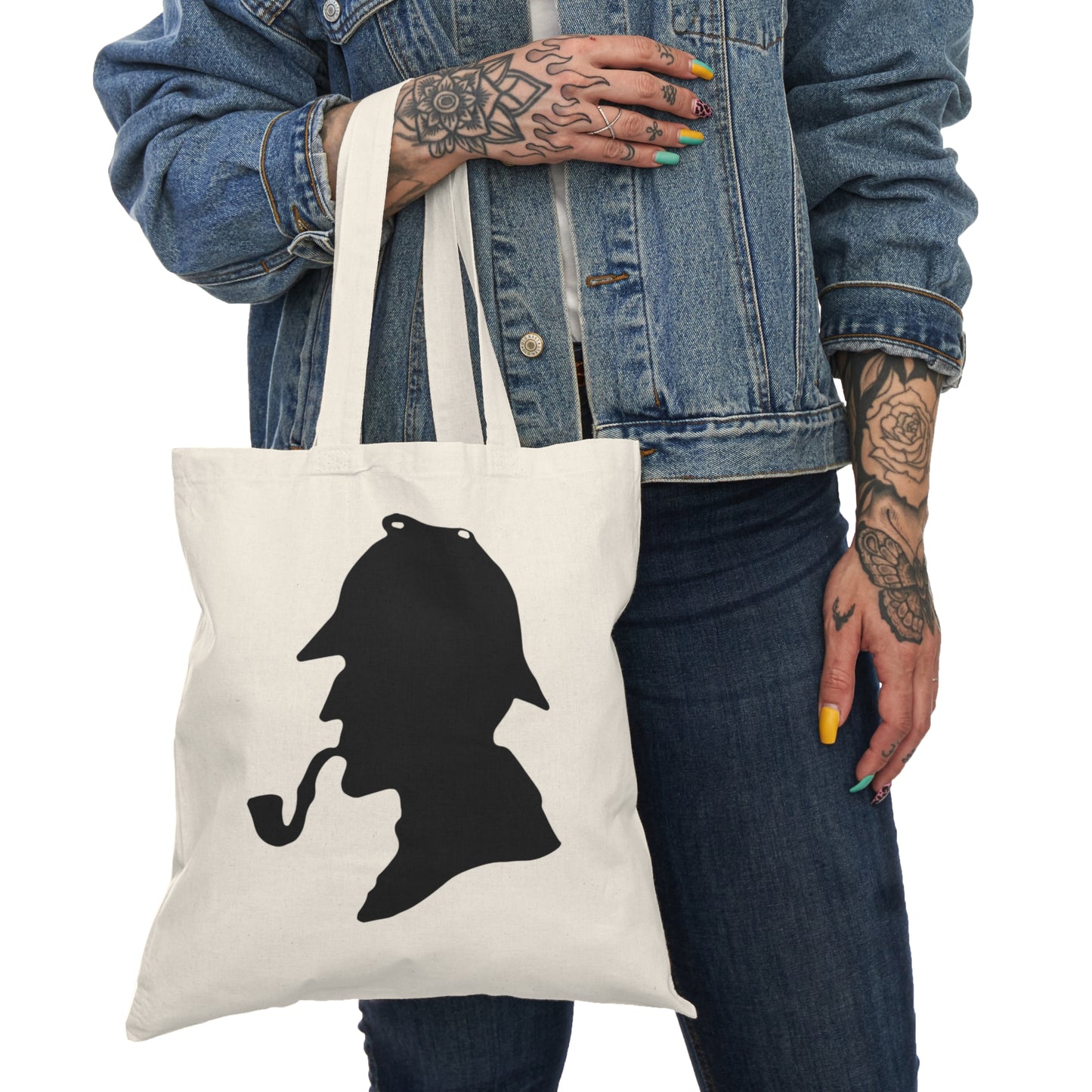 Sherlock Holmes Silhouette Tote Bag - Gift for Literature & Mystery Enthusiasts, Arthur Conan Doyle Fan Merchandise, Book Lover Shoulder Bag