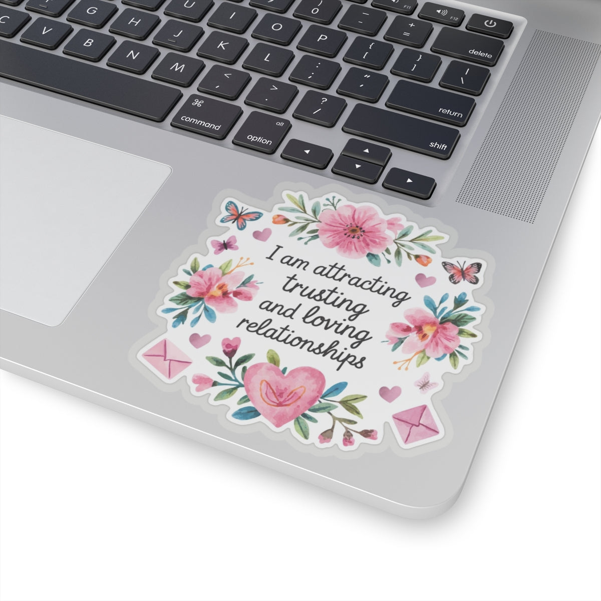 Love Affirmation Sticker, Attracting Trusting and Loving Relationships, Romantic Manifestation with Hearts and Flowers, Love Magnet Gift