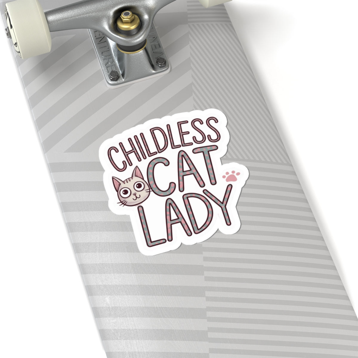 Sticker, Childless Cat Lady, Cute Kitten Face on Pink, Cheeky Chic Girl Power Decal, Laptop and Water Bottle Decor, Best Gift for Friends