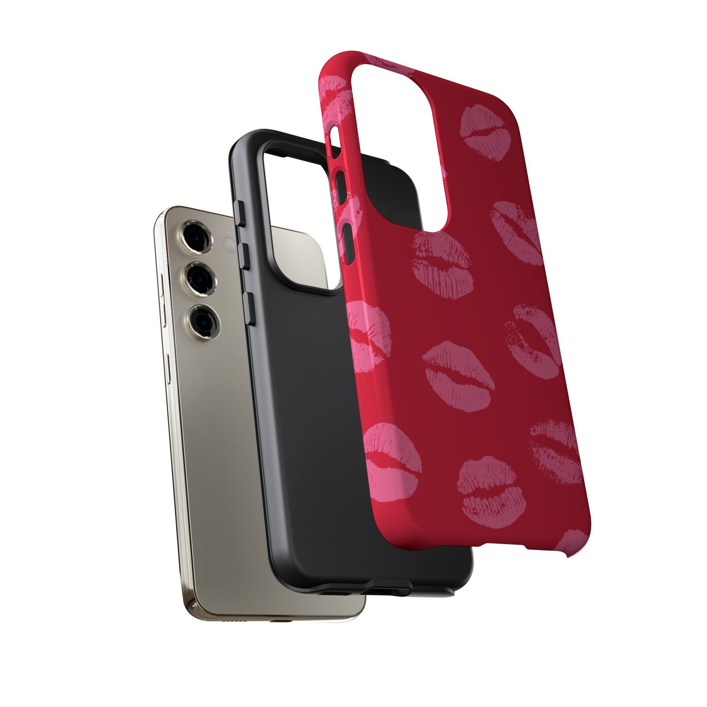 Lipstick Kisses Phone Case, Chic Tough Case for iPhone, Pixel, Galaxy, Stylish Gift for Girlfriend