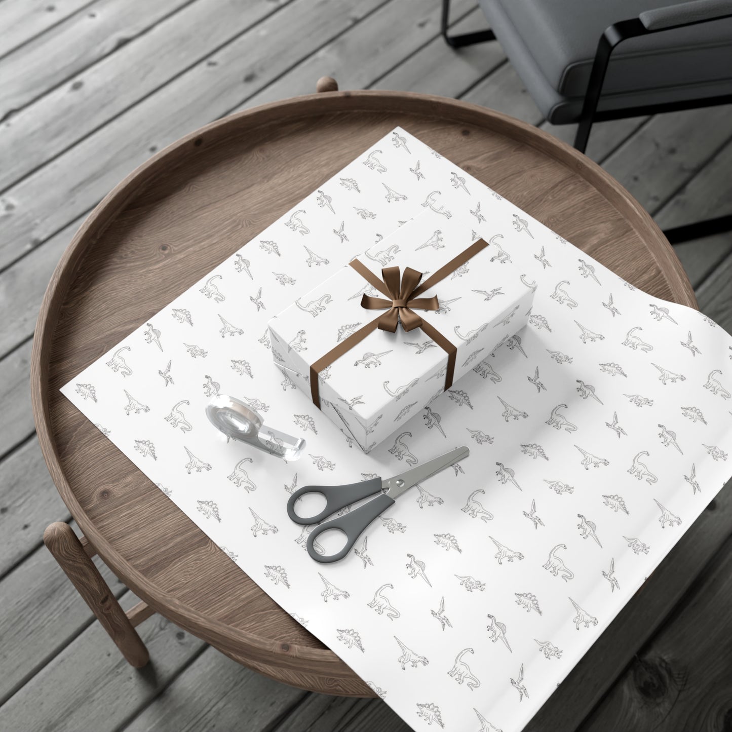 Dinosaur Themed Gift Wrap - Minimalist White Design - Versatile Wrapping Paper for Birthdays, Newborns and More