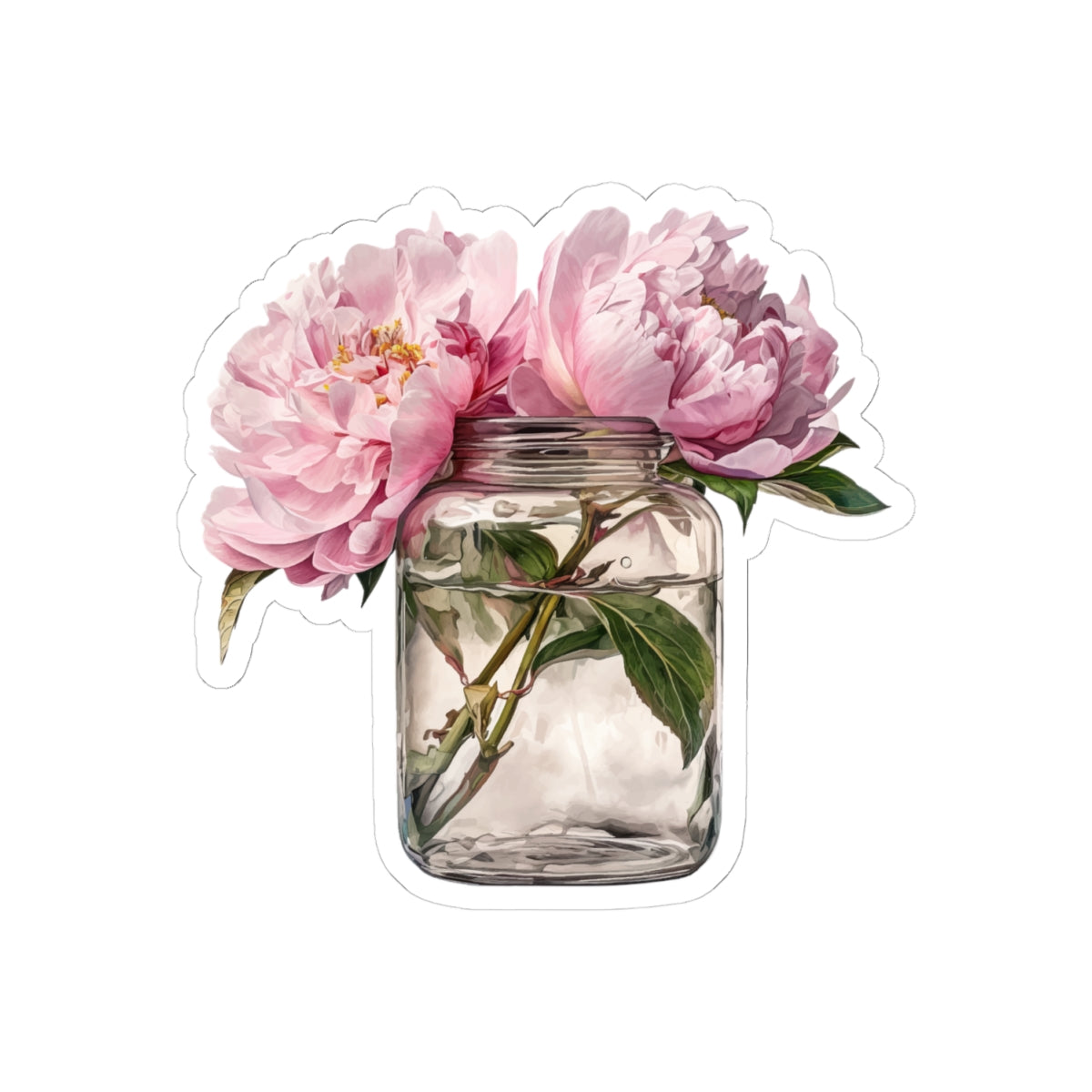 Pink Peonies Sticker, Vinyl Decal for School and University Stationery