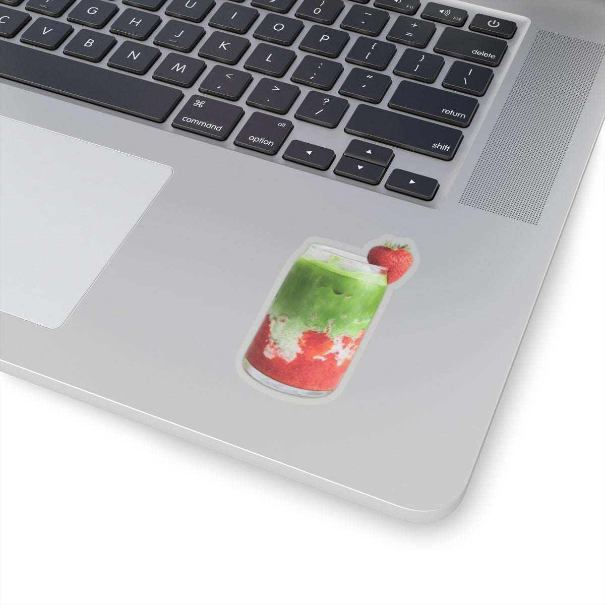 Strawberry Matcha Latte Sticker, Cute Fruit Food Drink Kiss Cut Sticker, Decals, Laptop Decor, Water Bottle Sticker, Planner Accessories