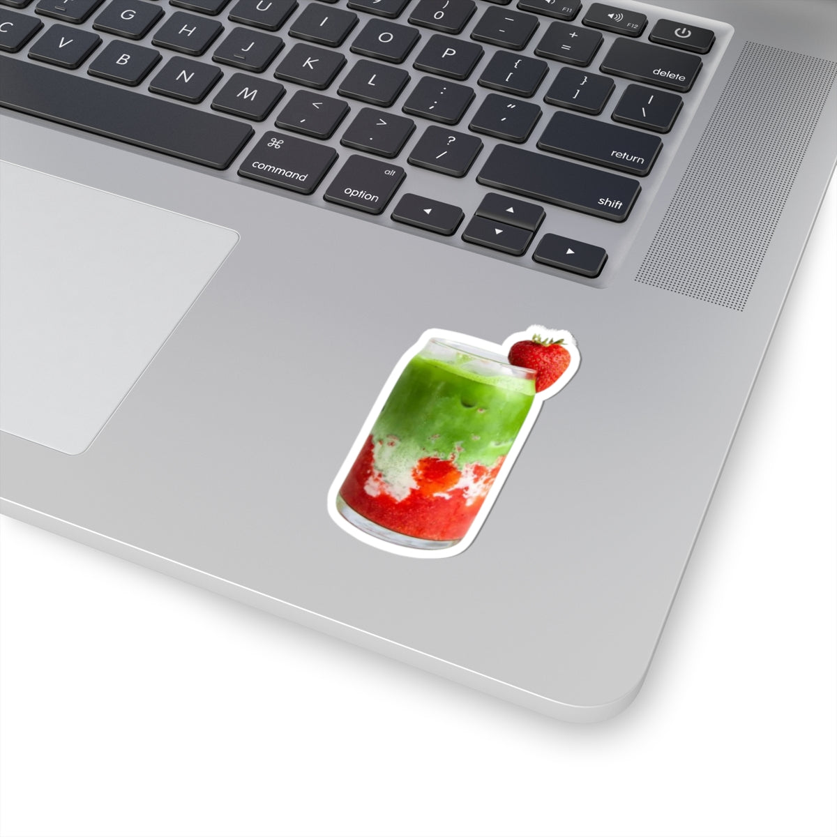 Strawberry Matcha Latte Sticker, Cute Fruit Food Drink Kiss Cut Sticker, Decals, Laptop Decor, Water Bottle Sticker, Planner Accessories