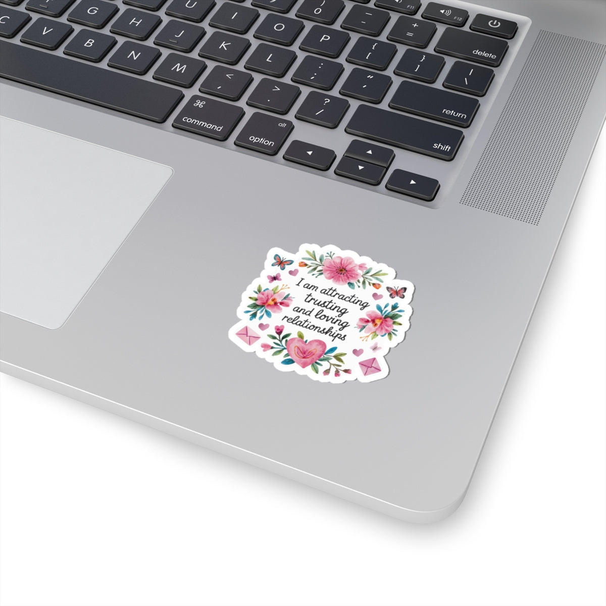 Love Affirmation Sticker, Attracting Trusting and Loving Relationships, Romantic Manifestation with Hearts and Flowers, Love Magnet Gift