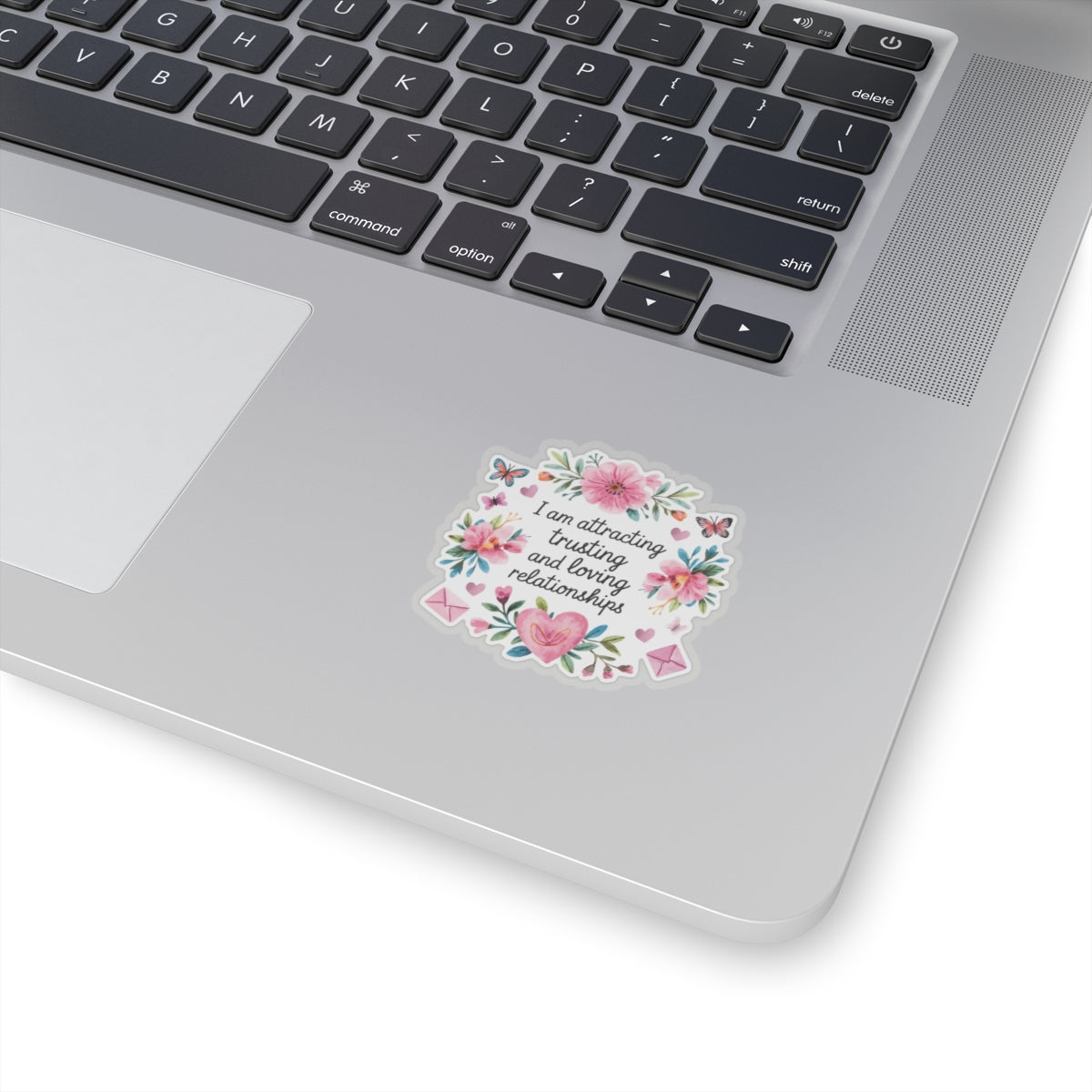 Love Affirmation Sticker, Attracting Trusting and Loving Relationships, Romantic Manifestation with Hearts and Flowers, Love Magnet Gift
