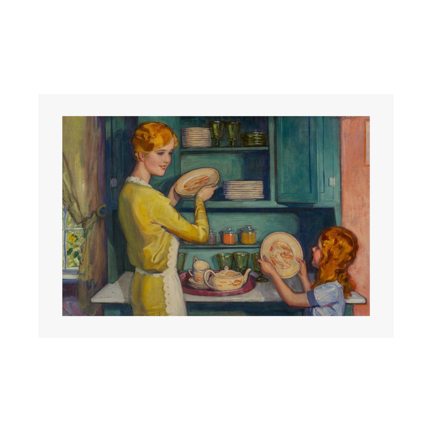 McClelland Barclay Helping Mother Art Print, Heartfelt Mother Daughter Connection, Perfect Mothers Day Gift