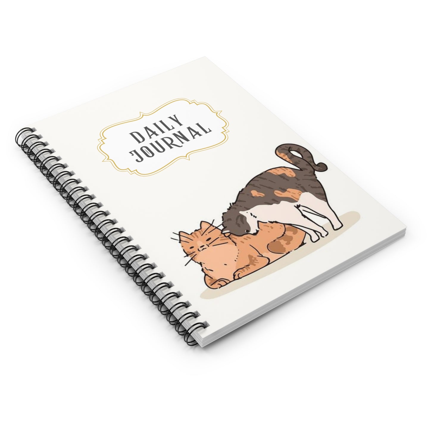 Cute Cats in Love Spiral Notebook - Beige Cat Lovers Journal - Perfect for Notes, Lists, and Poems