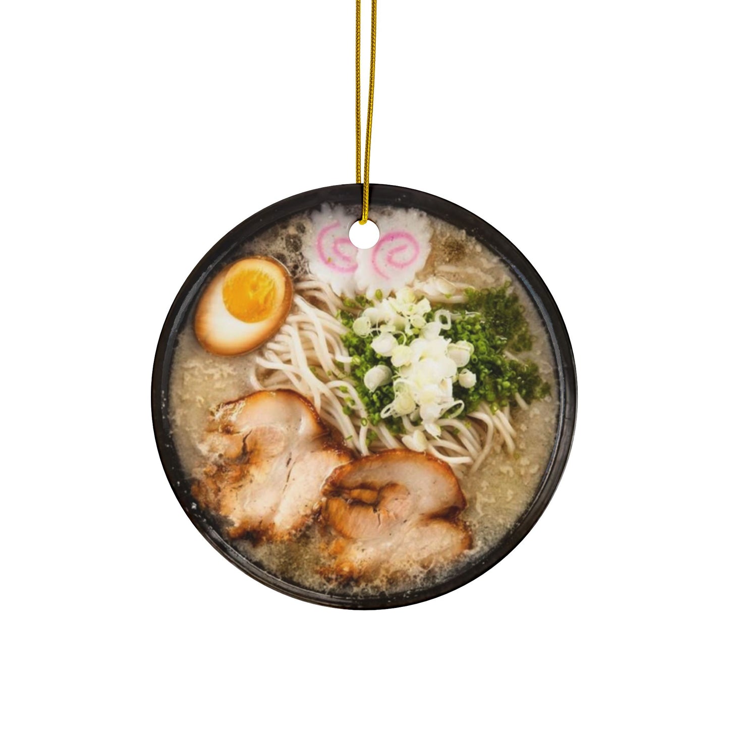 Japanese Ramen Ornament, Double-Sided Ceramic Decoration for Christmas Tree, Holiday Gift, Kitchen Decor, Gift for Foodies