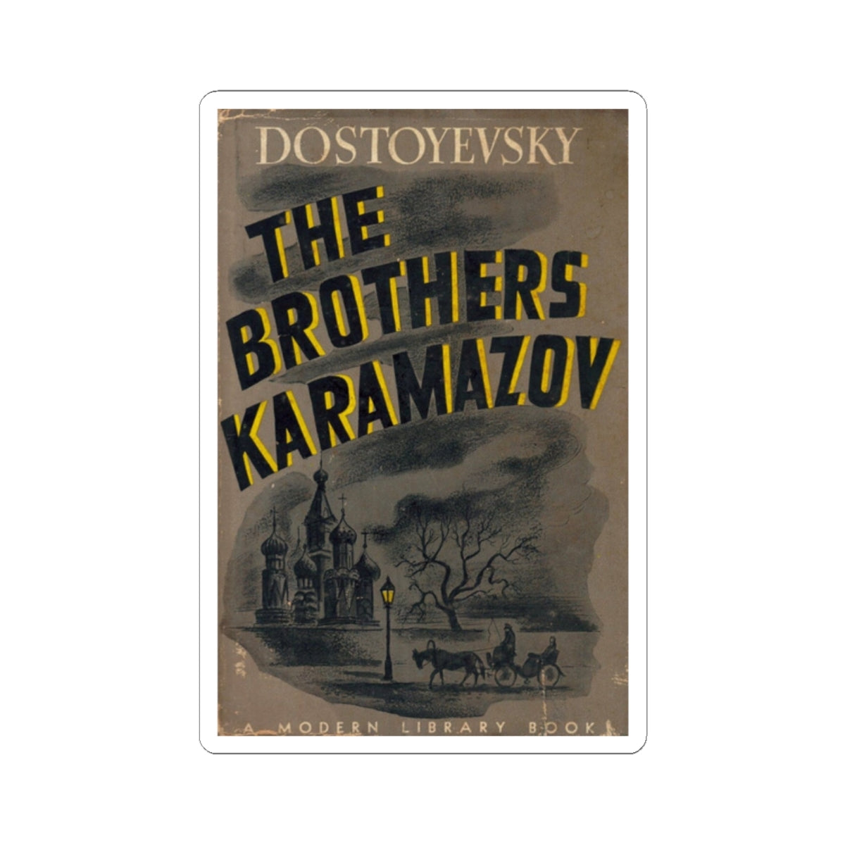 Vintage The Brothers Karamazov Book Cover Decal Sticker, Literary Gift for Literature Lovers, Sticker for Laptop and Water Bottle