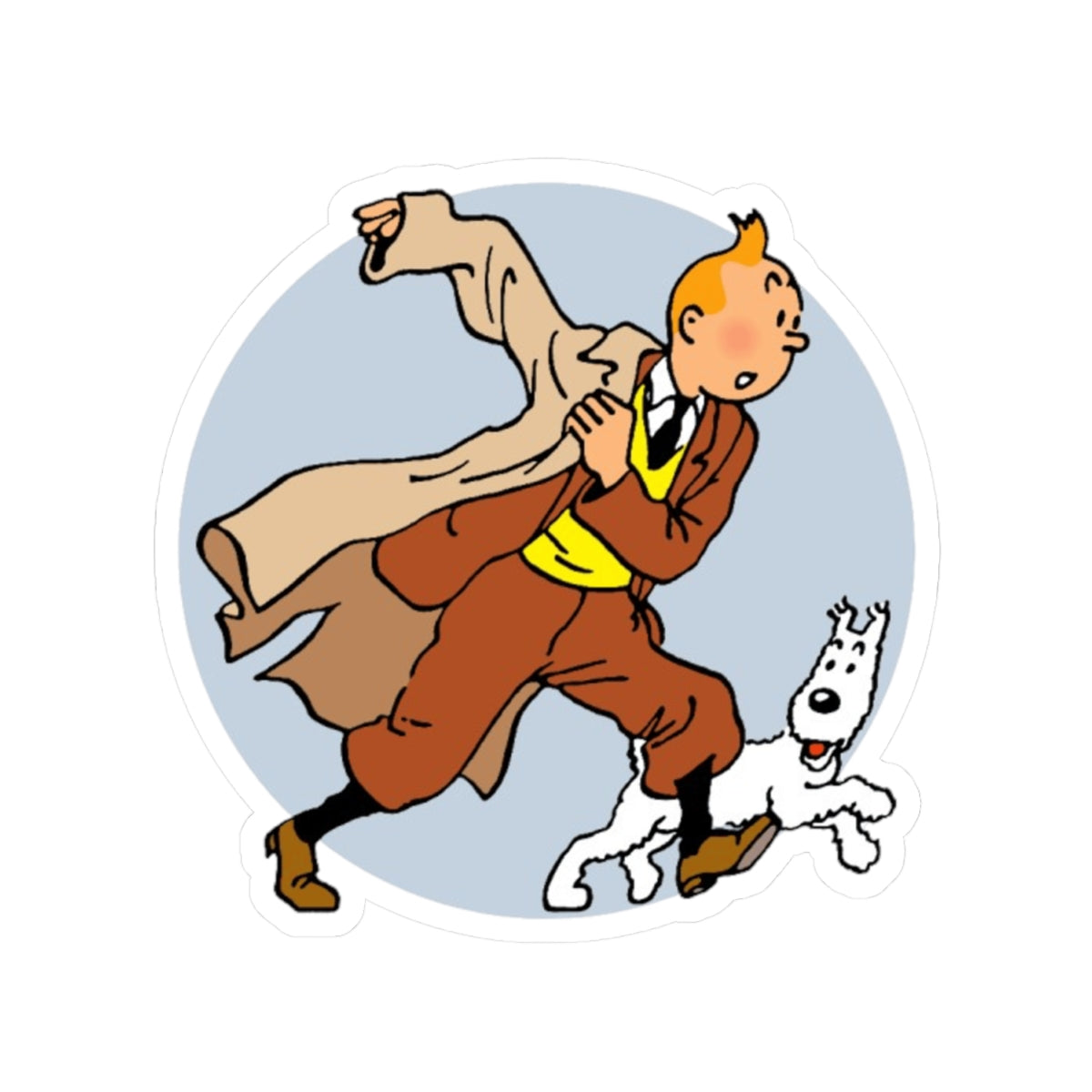 Adventures of Tintin Sticker, Retro Nostalgic Vibe, Fans of Classic TV Series, Action Manga, Tintin and Snowy Dog Design